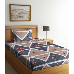 Arrabbi Single Bed Cotton Bedsheet and Pillow Cover - Brown-image-46