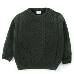 Babyhug Full Sleeves Acrylic Pullover Sweater - Olive-image-24