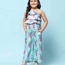 BIBA Sleeveless Floral Printed Layered Jumpsuit - Blue-picture-38