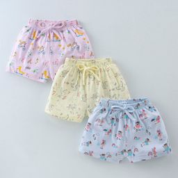 Cucumber Sinker Mid Thigh Length Shorts Leopard Print Pack of 3 - Pink Cream & Light Sea Blue-picture-13
