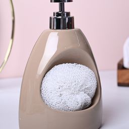 VONCASA Classic White Kitchen Dispenser With Scrubber - Cylindrical Shape (550 ml)-image-21