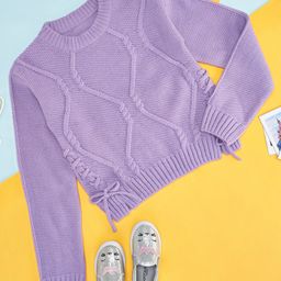 Pantaloons Junior Full Sleeves Abstract Designed Sweater - Lilac-picture-15
