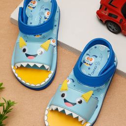 ONYC Monster Designed & Applique Detailed Sandals With Velcro Closure - Sky Blue-image-98