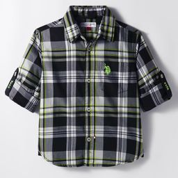 US Polo Assn Cotton Woven Full Sleeves Checks Shirt - Black-picture-40