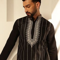 SOJANYA Men Embroidered Regular Thread Work Kurta with Pyjamas image 2