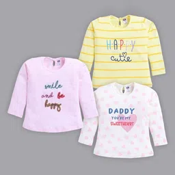 Nottie Planet Pack Of 3 Girls Typography Printed Round Neck Cotton T-shirts-45