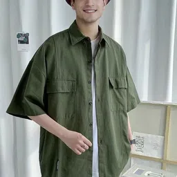 StyleCast Men Spread Collar Solid Casual Shirt-image-31