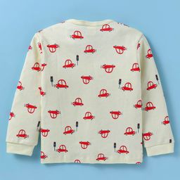 Mini Donuts Interlock Knit Full Sleeves Strips Vehicle Printed Front Open Vests Pack of 3 - Red & Light Yellow image 5