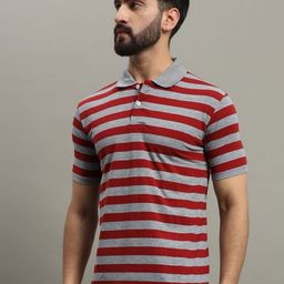 GET GOLF Men Striped Polo Collar Cotton T-shirt-image-39