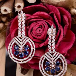Saraf RS Jewellery Rosegold Plated AD studded Drop Earrings-image-81