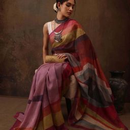 Silk Land Multicolored Printed Saree With Unstitched Blouse image 3