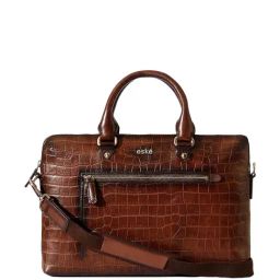 Eske Tan Leather Large Laptop Messenger Bag-10