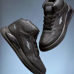 Asian Men's Black Ankle High Sneakers-picture-16