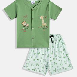 Kidszi Infant Boys Printed Pure Cotton Jhabla With Shorts-image-94