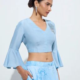 Vark by Westside Blue Embellished Cropped Blouse-image-12