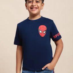 Kidsville Spiderman Printed Navy T-Shirt For Boys-image-82