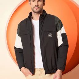 Club York Black Regular Fit Colorblock Jacket-image-27