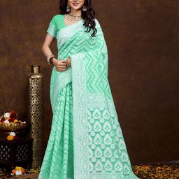NIWAA Woven Design Zari Chanderi Saree-image-86