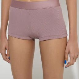Superstar by Westside Mauve Ribbed-Textured Boy Shorts Brief-9