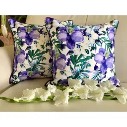 TARA Sparkling Homes Watercolors Purple Polycotton Printed Cushion Cover-image-60