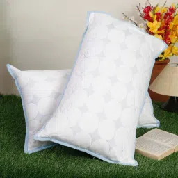 HOSTA HOMES Blue & White Cotton 140 TC 'Zipped' Pillow Covers - Set of 2-image-53