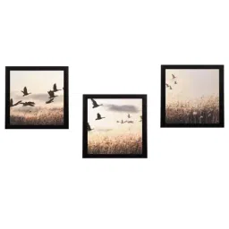 eCraftIndia Set Of 3 Flying Birds Scenery Satin Matt Texture UV Art Painting-30