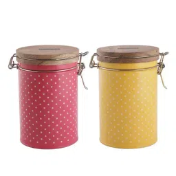 HAZEL Pink & Yellow Galvanized Metal Containers - Set of 2 (1.13L)-7