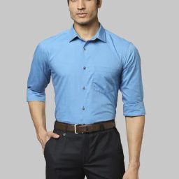 Park Avenue Blue Cotton Slim Fit Shirt-picture-12