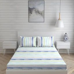 Layers Panchatatva Floral Blue 146 TC Cotton King Bed Sheet with 2 Pillow Covers-image-19