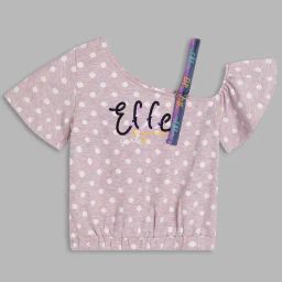 Elle Kids Purple & White Cotton Printed T-Shirt-image-76