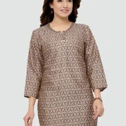 Saree Swarg Beige & Grey Printed Straight Kurti-image-66