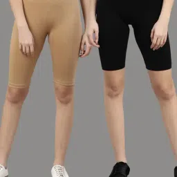 Kryptic Black & Beige Cycling Shorts - Pack of 2-image-19
