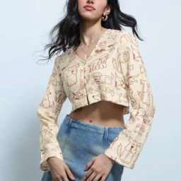 The Souled Store Beige Viscose Printed Crop Top-image-36