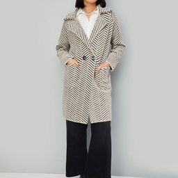 max Women Polyester Longline Open Front Jacket-12