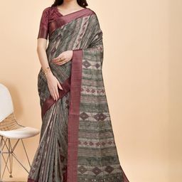 HERE&NOW Ethnic Motifs Silk Blend Ready to Wear Saree-picture-12
