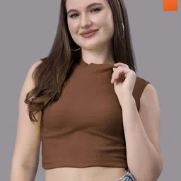 Friskers Women Pack of 2 Cotton High Neck Sleeveless Crop Top-picture-15