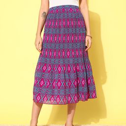 Antheaa Geometric Print Accordion Pleated Midi Skirt image 2