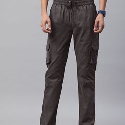 POSHAX Men High-Rise Cotton Cargo Trousers-image-50