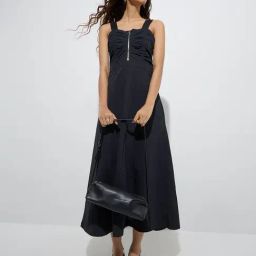 Nuon by Westside Black Ruched A-Line Dress-image-91