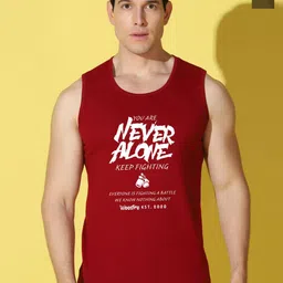 WOOSTRO Pack Of 2 Printed Super Combed Cotton Gym Vests VWS26(ALONE MAROON)(BKLN OLIVE)-image-90