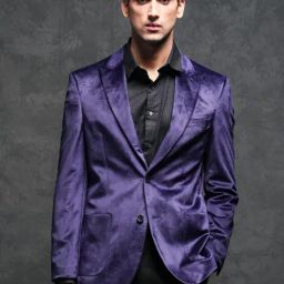 Rare Rabbit Purple Regular Fit Solid Blazer-image-49