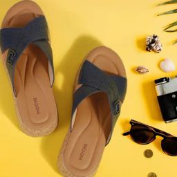 Mochi Women's Navy Blue Cross Strap Sandals-picture-34