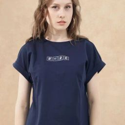 RAREISM Navy Cotton Blend Printed Short Sleeves T-Shirt-picture-16