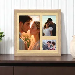 Art Street Beige Engineered Wood 3 Oppenings Wall Mounting Collage Photoframe-picture-2
