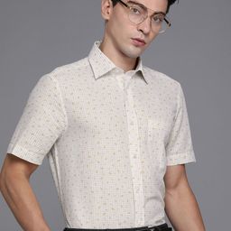 Louis Philippe Men White & Classic Fit Printed Formal Shirt-image-132