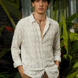 Campus Sutra Beige Regular Fit Embroidered Shirt-image-65