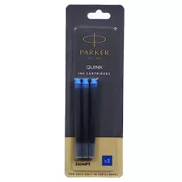 Parker Quink Ink Cartridge Blue No Smear Writing, 9000012430-31