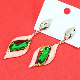 FIMBUL Gold-Plated Stainless Steel Rhinestone Twisted Cage Design Drop Earrings-14