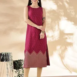 Anouk Women Polka Dot Printed Thread Work Kurta-image-32