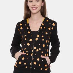3PIN Black Cotton Printed Hoodie-image-56